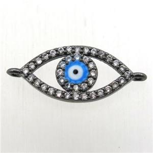 copper evil eye connector pave zircon, black plated, approx 8-15mm [FN10468]