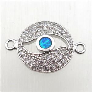 copper eye connector pave zircon, platinum plated, approx 13mm dia [FN10470]