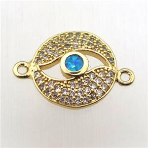 copper eye connector pave zircon, gold plated, approx 13mm dia [FN10471]