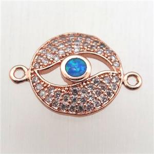 copper eye connector pave zircon, rose gold, approx 13mm dia [FN10472]