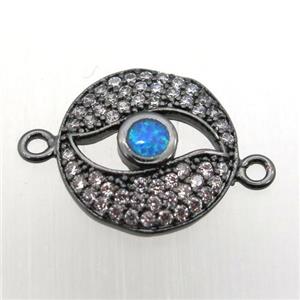 copper eye connector pave zircon, black plated, approx 13mm dia [FN10473]