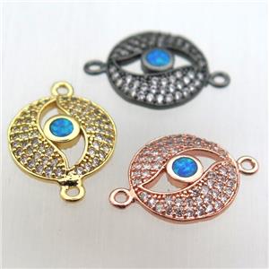 copper eye connector pave zircon, mixed color, approx 13mm dia [FN10474]