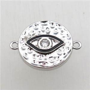 copper eye connector pave zircon, platinum plated, approx 15mm dia [FN10475]