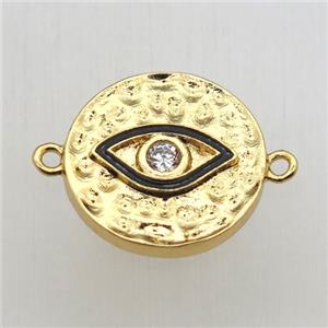 copper eye connector pave zircon with Enameling, gold plated, approx 15mm dia [FN10476]
