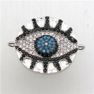 copper eye connector pave zircon, platinum plated, approx 18mm dia [FN10479]
