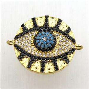 copper eye connector pave zircon, gold plated, approx 18mm dia [FN10480]