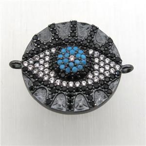 copper eye connector pave zircon, black plated, approx 18mm dia [FN10481]