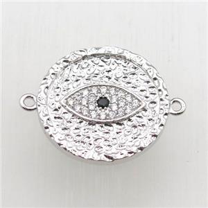 copper eye connector pave zircon, platinum plated, approx 20mm dia [FN10488]