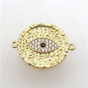 copper eye connector pave zircon, gold plated, approx 20mm dia [FN10489]