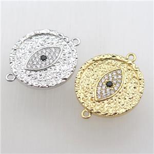 copper eye connector pave zircon, mixed, approx 20mm dia [FN10490]