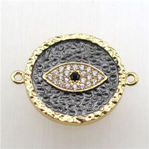 copper eye connector pave zircon, gold plated, approx 20mm dia [FN10491]