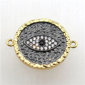 copper eye connector pave zircon, gold plated, approx 20mm dia [FN10492]