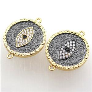 copper eye connector pave zircon, mixed, approx 20mm dia [FN10493]
