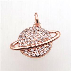 copper earth pendant pave zircon, rose gold, approx 12-18mm [FN10515]