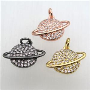 copper earth pendant pave zircon, mixed color, approx 12-18mm [FN10517]