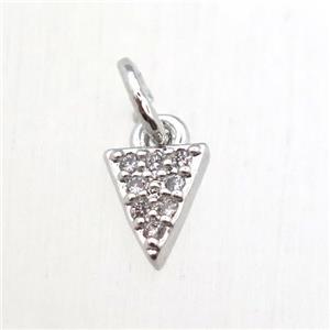 copper arrowhead pendant pave zircon, platinum plated, approx 4x6mm [FN10523]