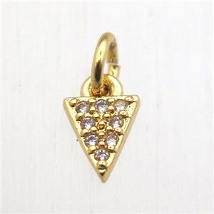 copper arrowhead pendant pave zircon, gold plated, approx 4x6mm [FN10524]