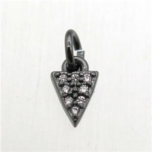 copper arrowhead pendant pave zircon, black plated, approx 4x6mm [FN10526]