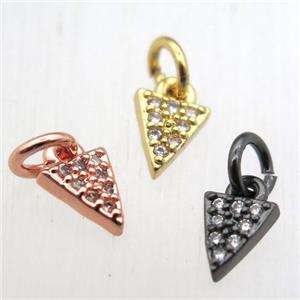 copper arrowhead pendant pave zircon, mixed color, approx 4x6mm [FN10527]