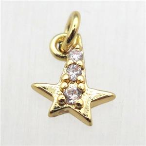 copper star pendant pave zircon, gold plated, approx 8-10mm [FN10529]