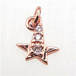 copper star pendant pave zircon, rose gold, approx 8-10mm [FN10530]