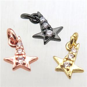 copper star pendant pave zircon, mix color, approx 8-10mm [FN10532]