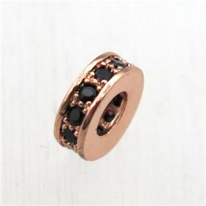 copper heishi beads pave zircon, rose gold, approx 8mm dia [FN10572]