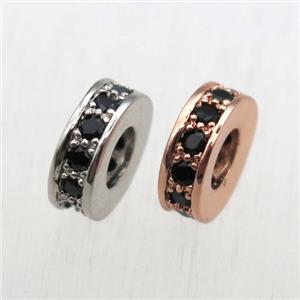 copper heishi spacer beads pave zircon, mixed, approx 8mm dia [FN10573]