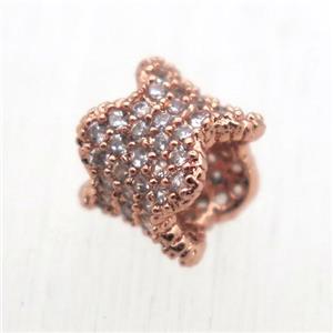 copper tube beads pave zircon, rose gold, approx 8mm dia [FN10582]