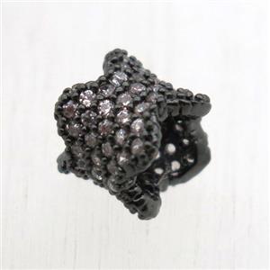 copper tube beads pave zircon, black plated, approx 8mm dia [FN10583]