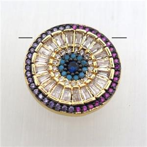copper sun pendant pave zircon, gold plated, approx 20mm dia [FN10604]