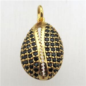 copper pendant pave zircon, gold plated, approx 12-18mm [FN10607]