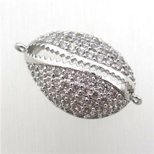copper connector pave zircon, platinum plated, approx 12-18mm [FN10611]