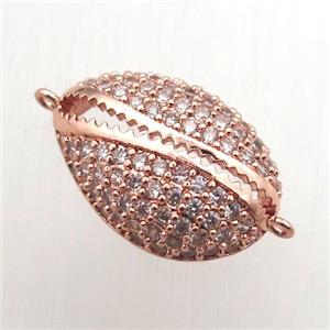 copper connector pave zircon, rose gold, approx 12-18mm [FN10613]