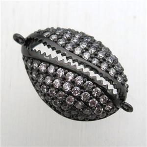 copper connector pave zircon, black plated, approx 12-18mm [FN10614]