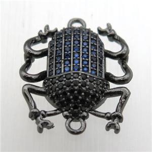 copper beetle connector pave zircon, black plated, approx 18-20mm [FN10626]