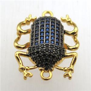 copper beetle connector pave zircon, gold plated, approx 18-20mm [FN10627]