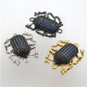 copper beetle connector pave zircon, mixed color, approx 18-20mm [FN10628]