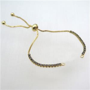 copper bracelet chain pave zircon, gold plated, approx 3mm, 11cm length [FN10640]