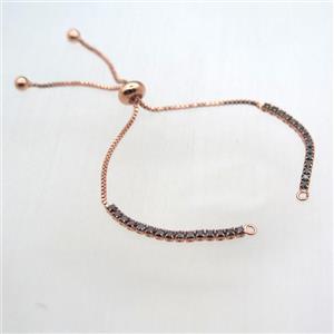 copper bracelet chain pave zircon, rose gold, approx 3mm, 11cm length [FN10642]