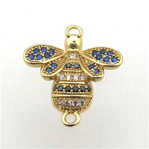 copper honeybee connector pave zircon, gold plated, approx 16-18mm [FN10704]