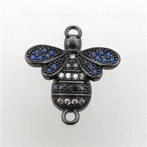 copper honeybee connector pave zircon, black plated, approx 16-18mm [FN10706]