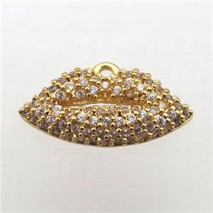 copper lip pendant pave zircon, gold plated, approx 8-16mm [FN10723]