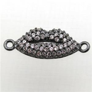 copper lip connector pave zircon, black plated, approx 8-16mm [FN10731]