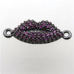 copper lip connector pave zircon, black plated, approx 8-16mm [FN10735]