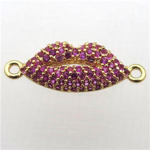copper lip connector pave zircon, gold plated, approx 8-16mm [FN10736]