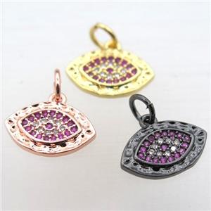 copper Eye pendant pave zircon, mixed color, approx 10-14mm [FN10746]