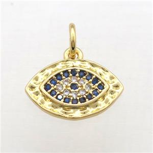 copper Eye pendant pave zircon, gold plated, approx 10-14mm [FN10748]