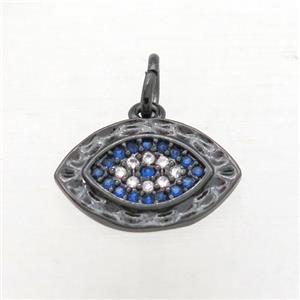 copper Eye pendant pave zircon, black plated, approx 10-14mm [FN10750]
