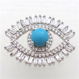 copper eye connector pave zircon, platinum plated, approx 18-23mm [FN10808]